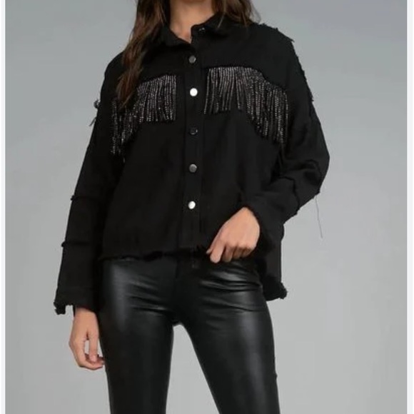Zara Jackets & Blazers - Zara denim jacket with fringe, size M
